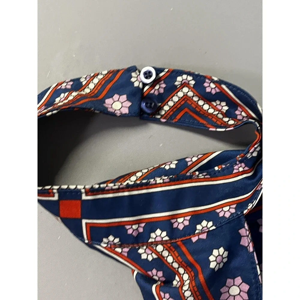 Lulus Blanca Romper Womens‎ XS Blue Geometric Floral Print Halter Lined Summer